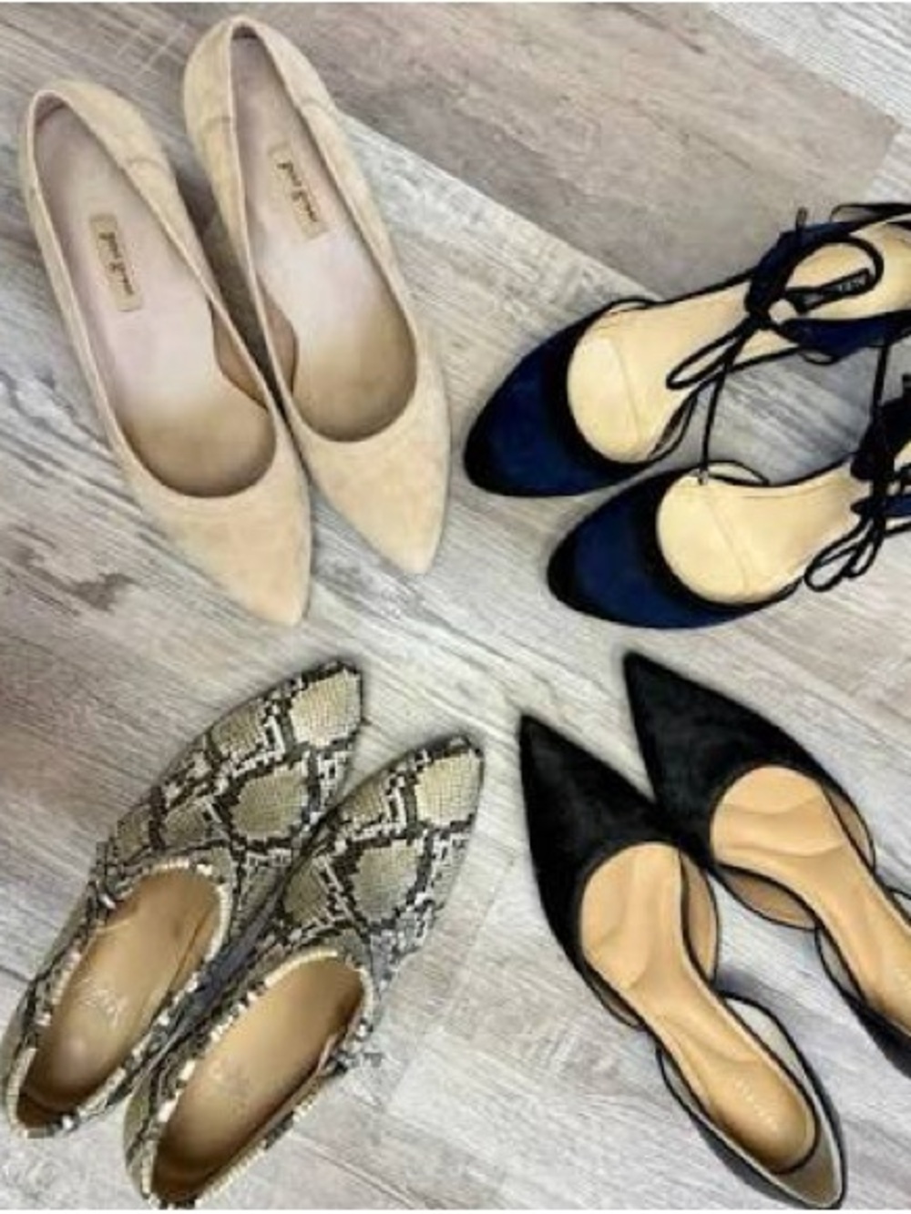 Zara Women's Pointed Toe Pumps in Beige, Navy, Black & Snake Print